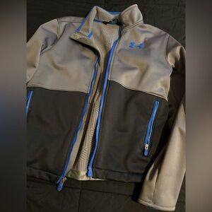 Under Armour Kids Gray and Black Performance Jacket with Blue Details